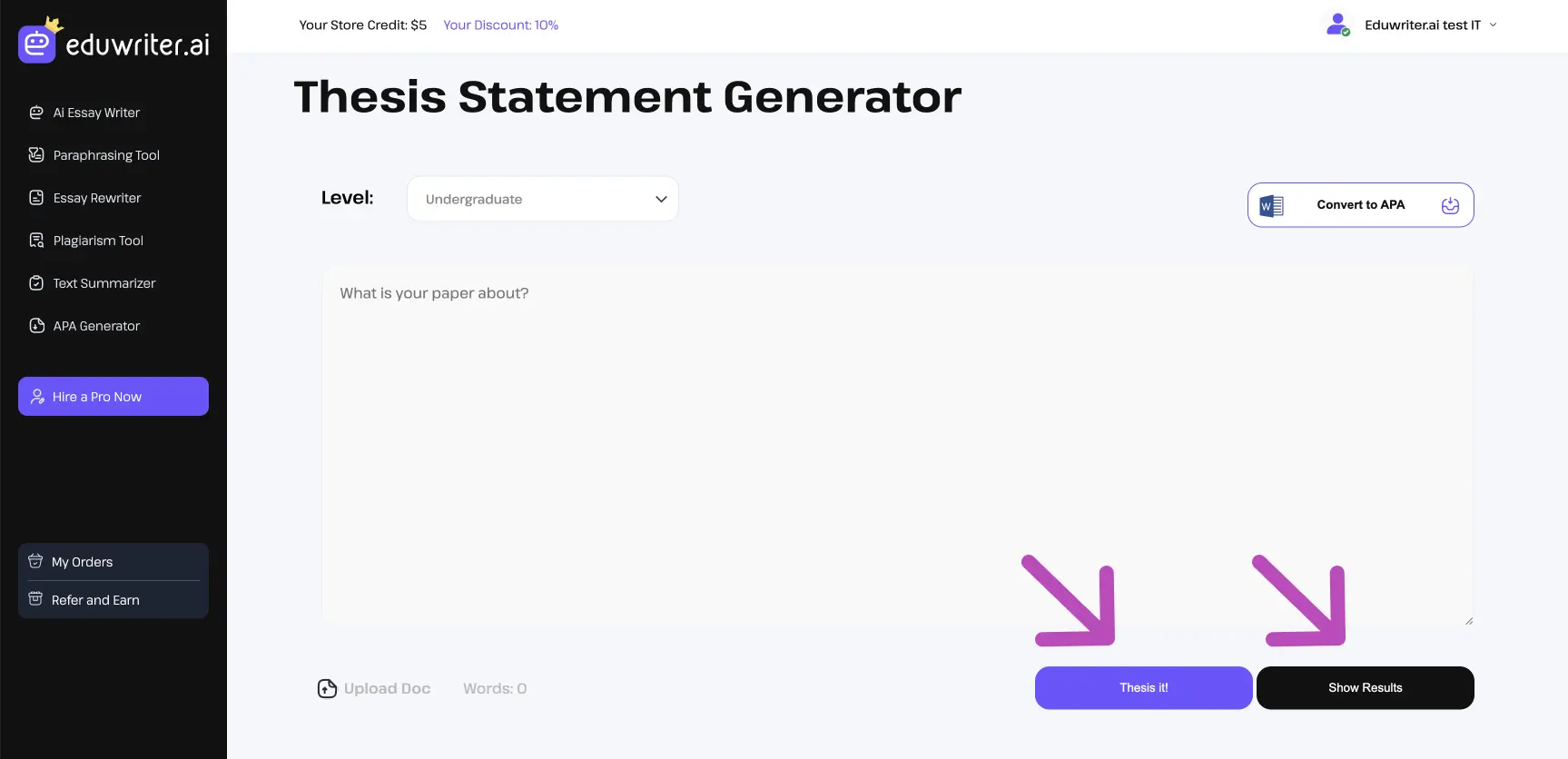 Try Our AI Thesis Generator Now